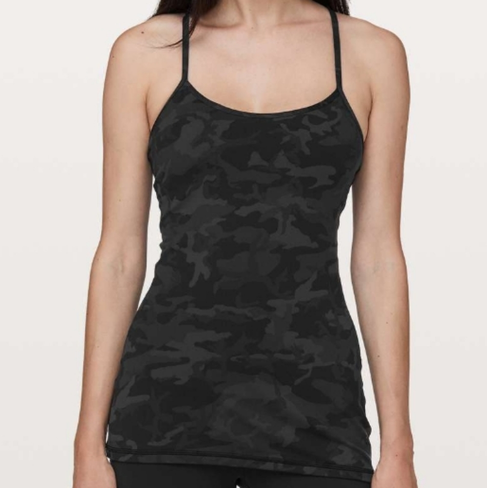 Lululemon Power Y Tank - black and gray camo size 2